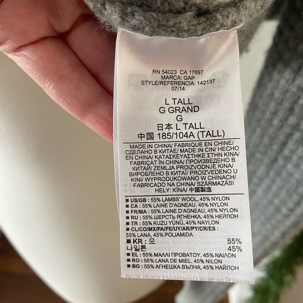 GAP Lambswool Gray Preppy Mockneck Thick Knit Cabin-Core Minimalist Sweater Sz L - Picture 6 of 7